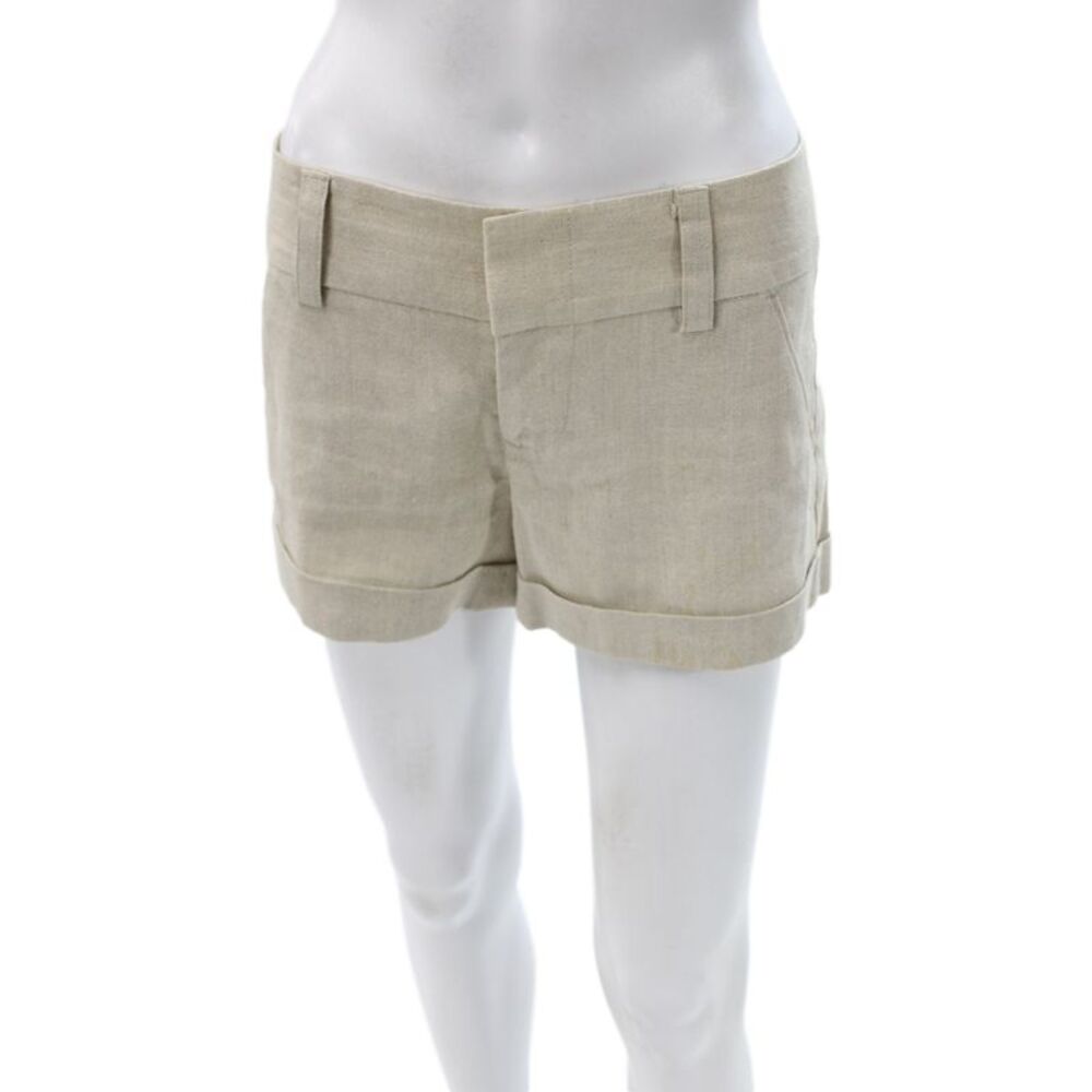 Alice + Olivia Unisex Chino Linen Shorts Beige Size 0